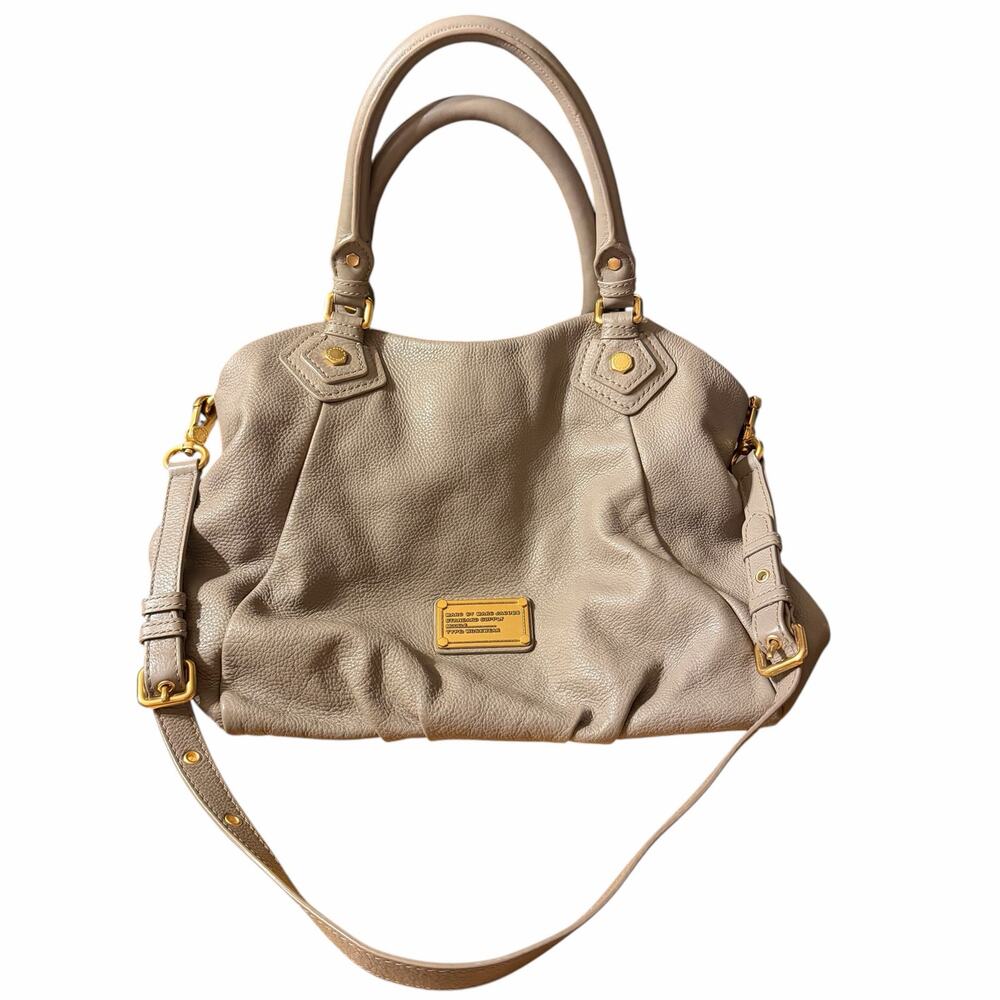Marc by Marc Jacobs taupe pebbled leather satchel gold hardware crossbody  bag - Picture 5 of 16